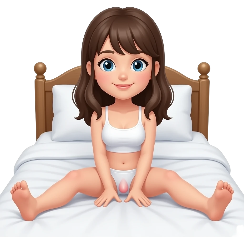 Naked 18 year old girl, on bed, spreading legs, pussy view emoji