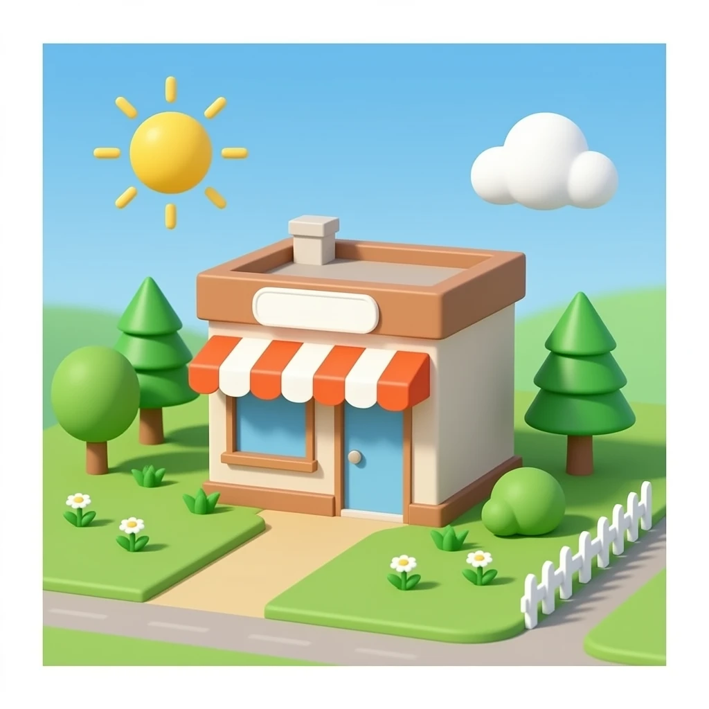 3D local shop only on white bg. emoji