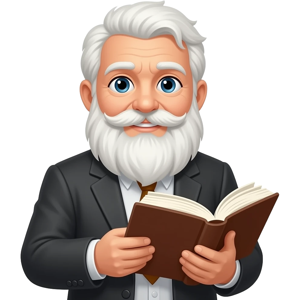 wise old man kind beard with book emoji