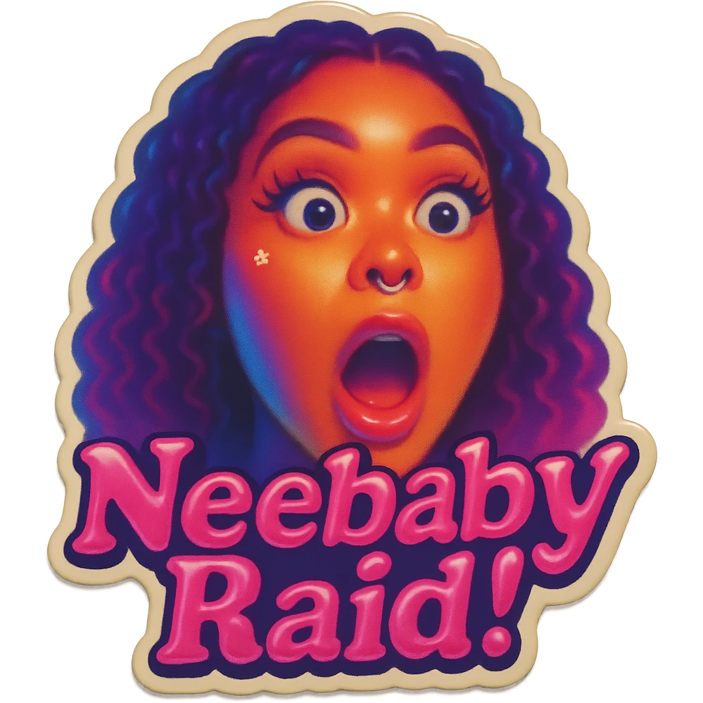Surprised 
add the words Neebaby Raid!  in pink  emoji