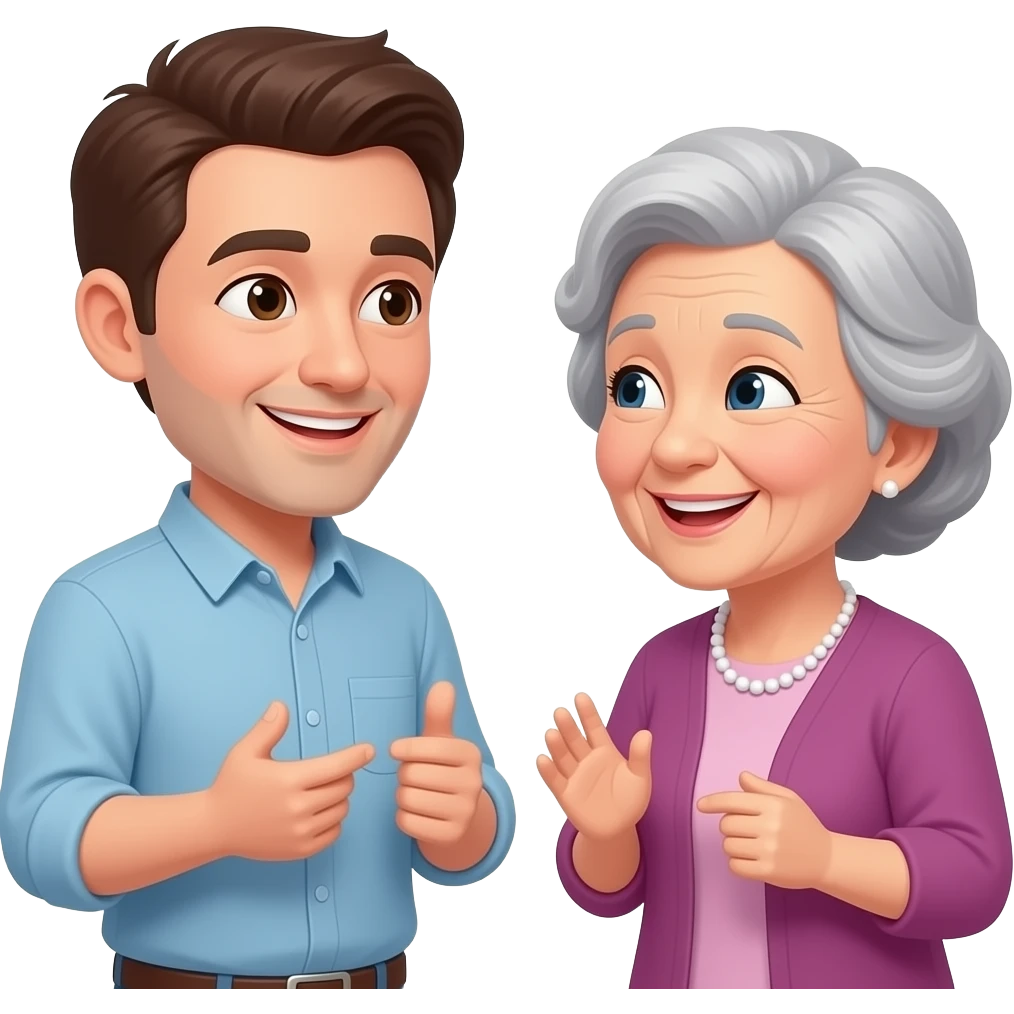man and his Mum talking to him emoji