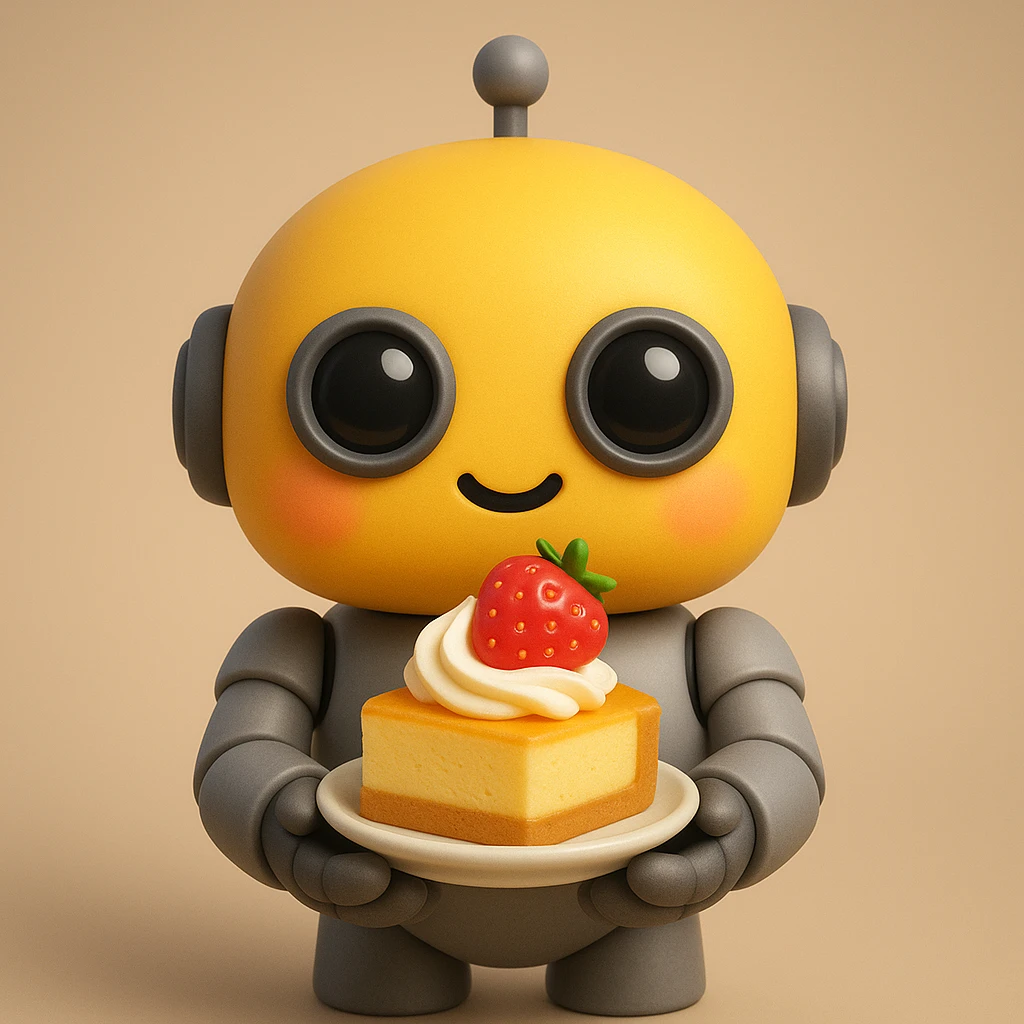 The cute robot is holding dessert in its hands, 3d emoji emoji