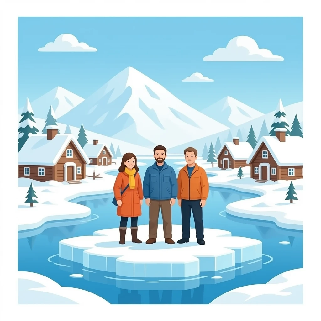 can you add the north pole village surrounding them in the background emoji