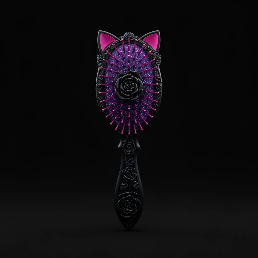 goth hairbrush, cute, expressive, minimal emoji