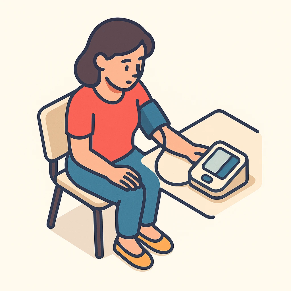 woman checking her blood pressure emoji