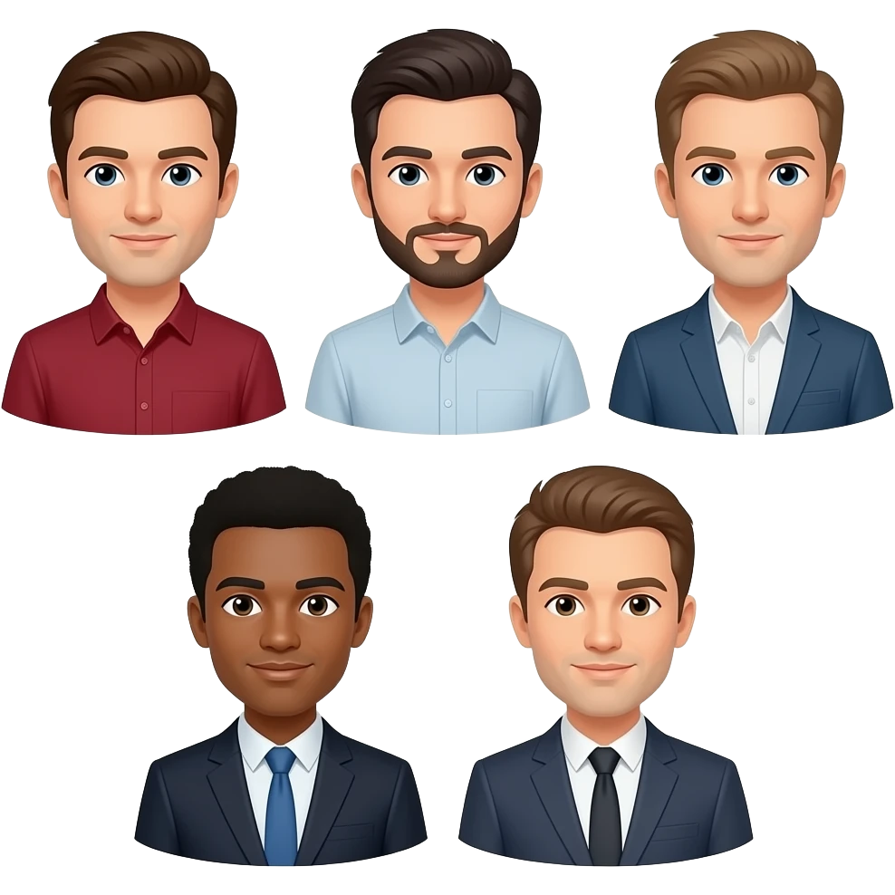 Five men that show exactly five men and they are exactly five with a total of 5 and they are five 3 on top and 2 on the bottom emoji