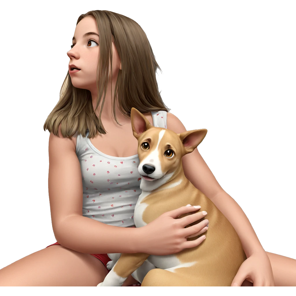 girl with dog indoors emoji