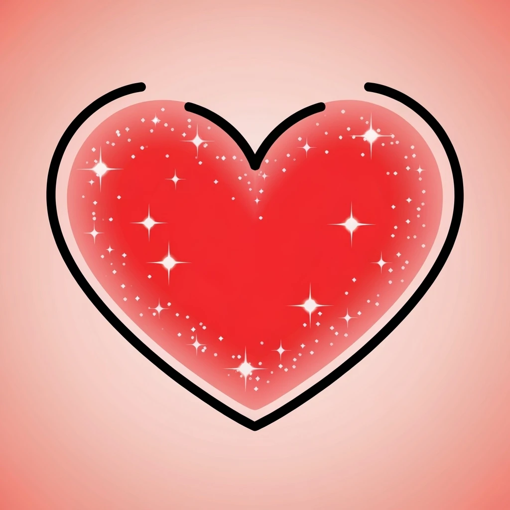 kpop heart with sparkles, cute, expressive, minimal emoji