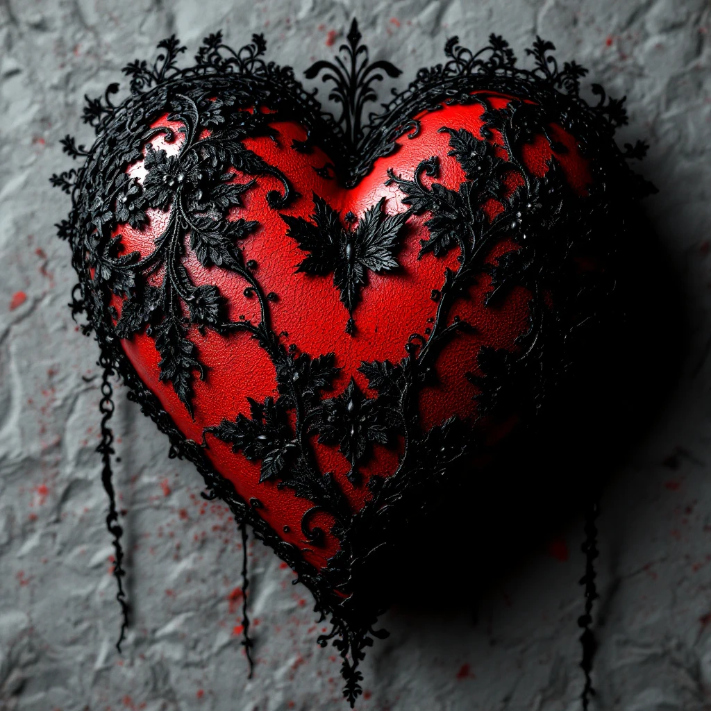gothic heart with black lace emoji