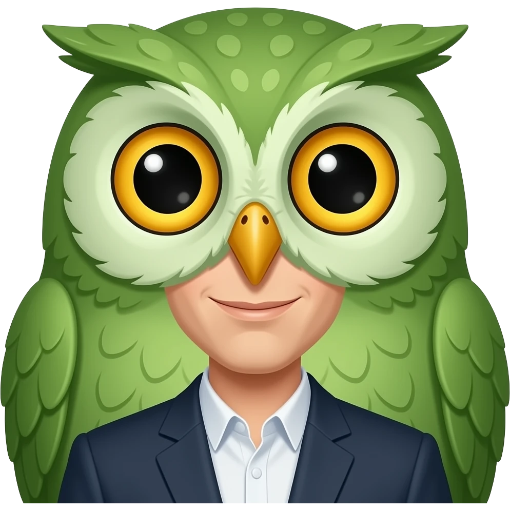 BOO with a green owl behind it emoji