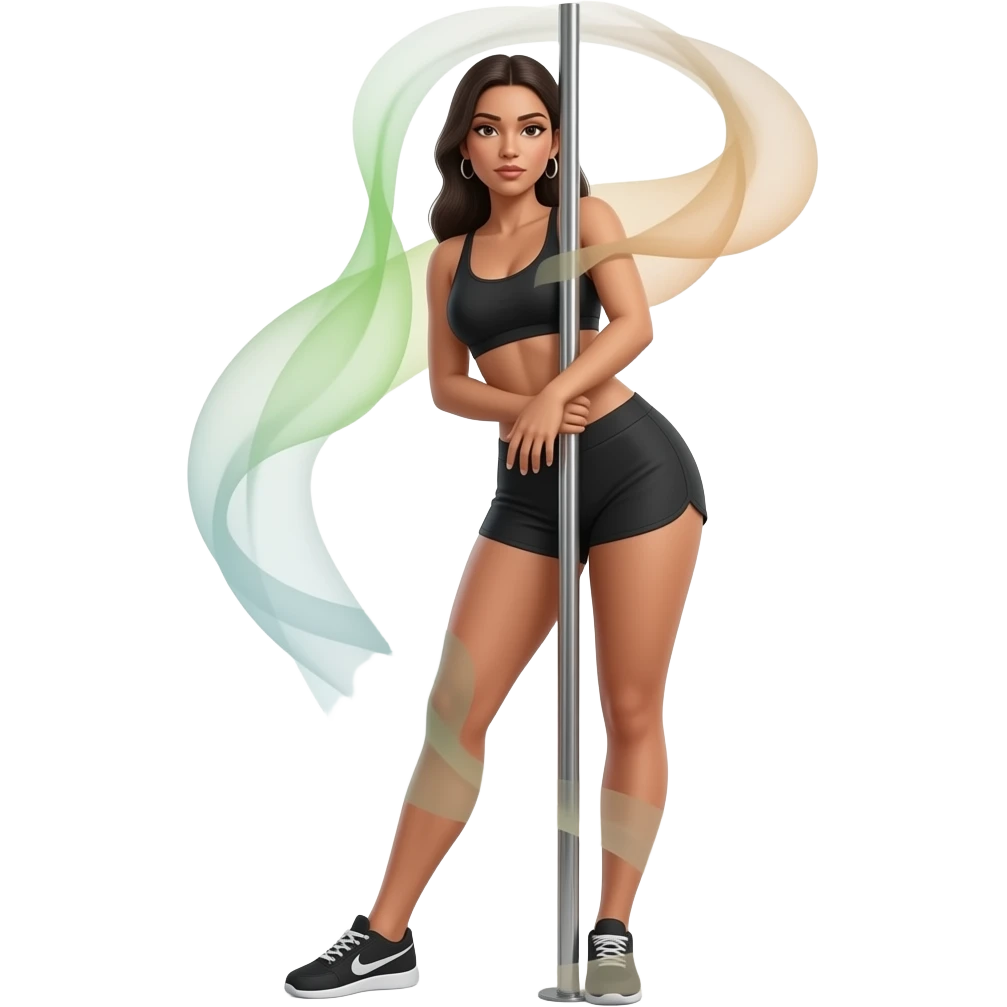 Hispanic in black workout shorts and bra pole dancing emoji emoji