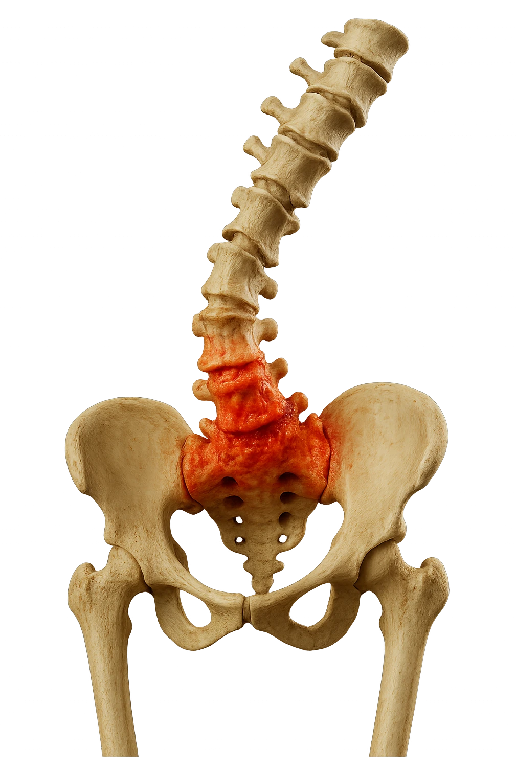 SPINA DORSALE STORTA E INFIAMMATA CON BACINO UMANO ANATOMICO REALISTICO INCLINATO, iperrealistica 4k emoji