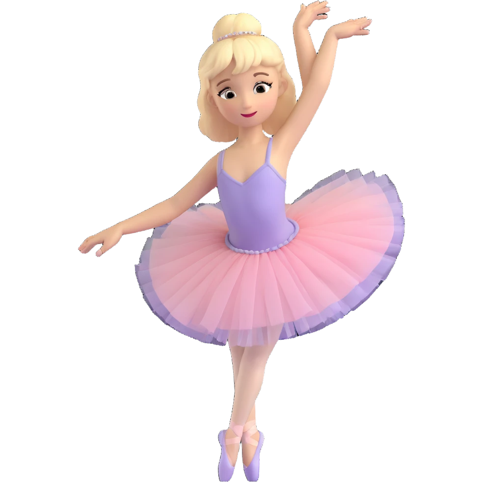ballerina with blonde hair and white skin, elegant pose, detailed tutu, graceful expression, 3D style emoji