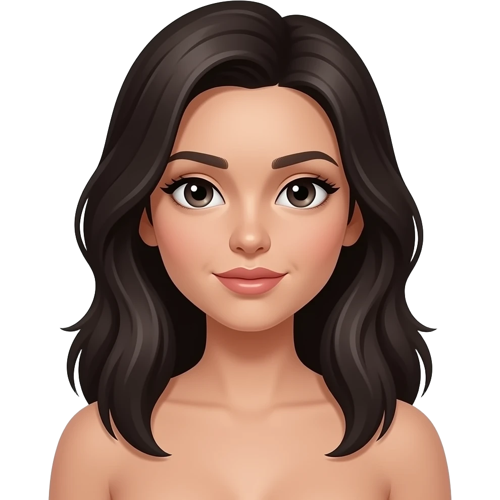 Dark hair bare breasted female emoji