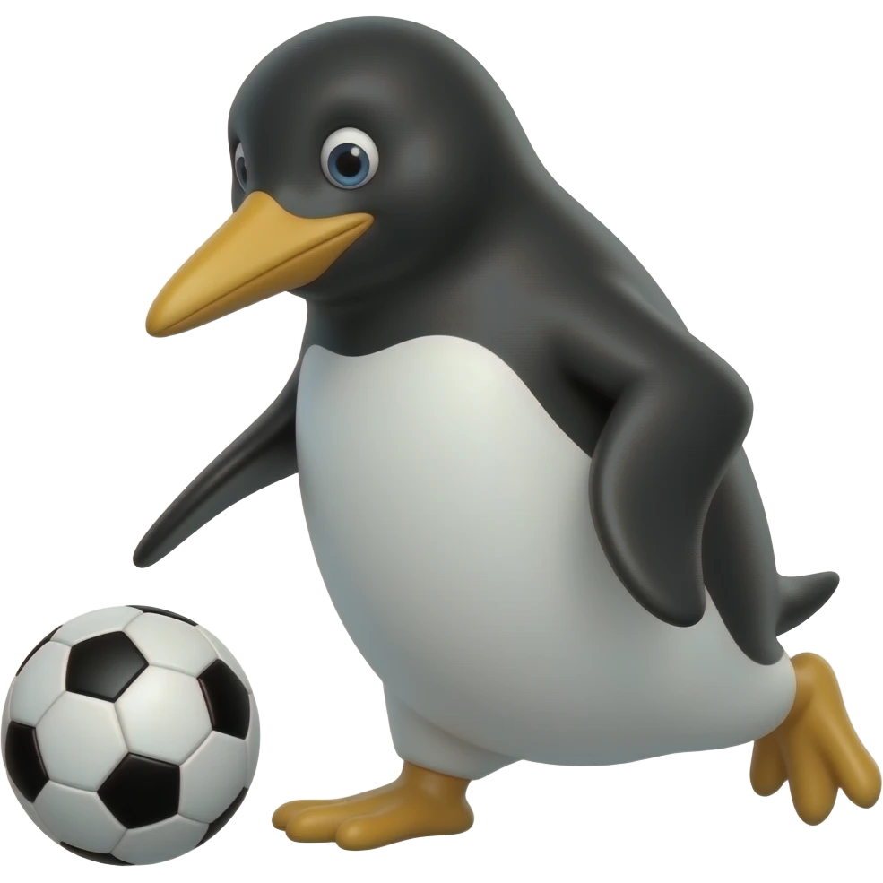 Un pingouin qui joue au foot ball emoji