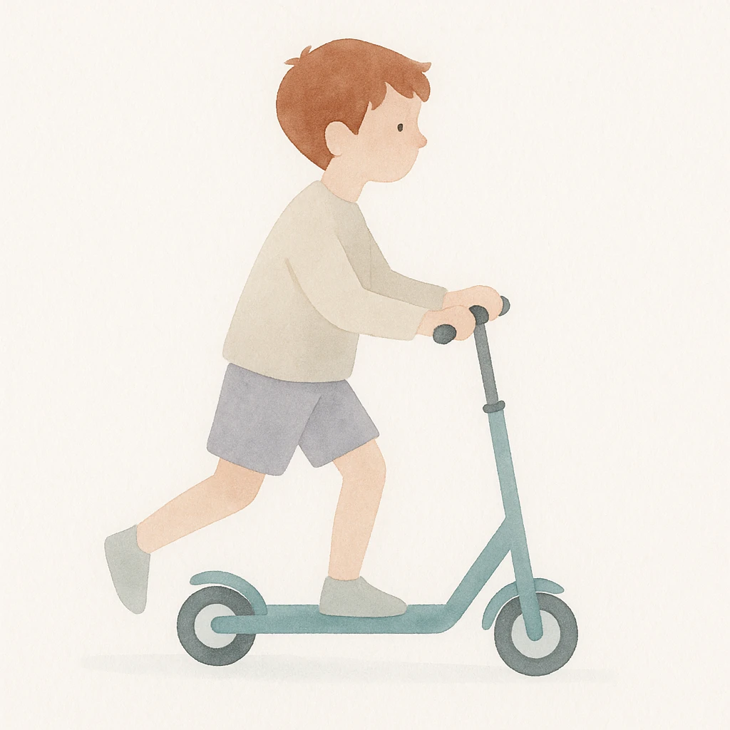 boy riding a scooter emoji