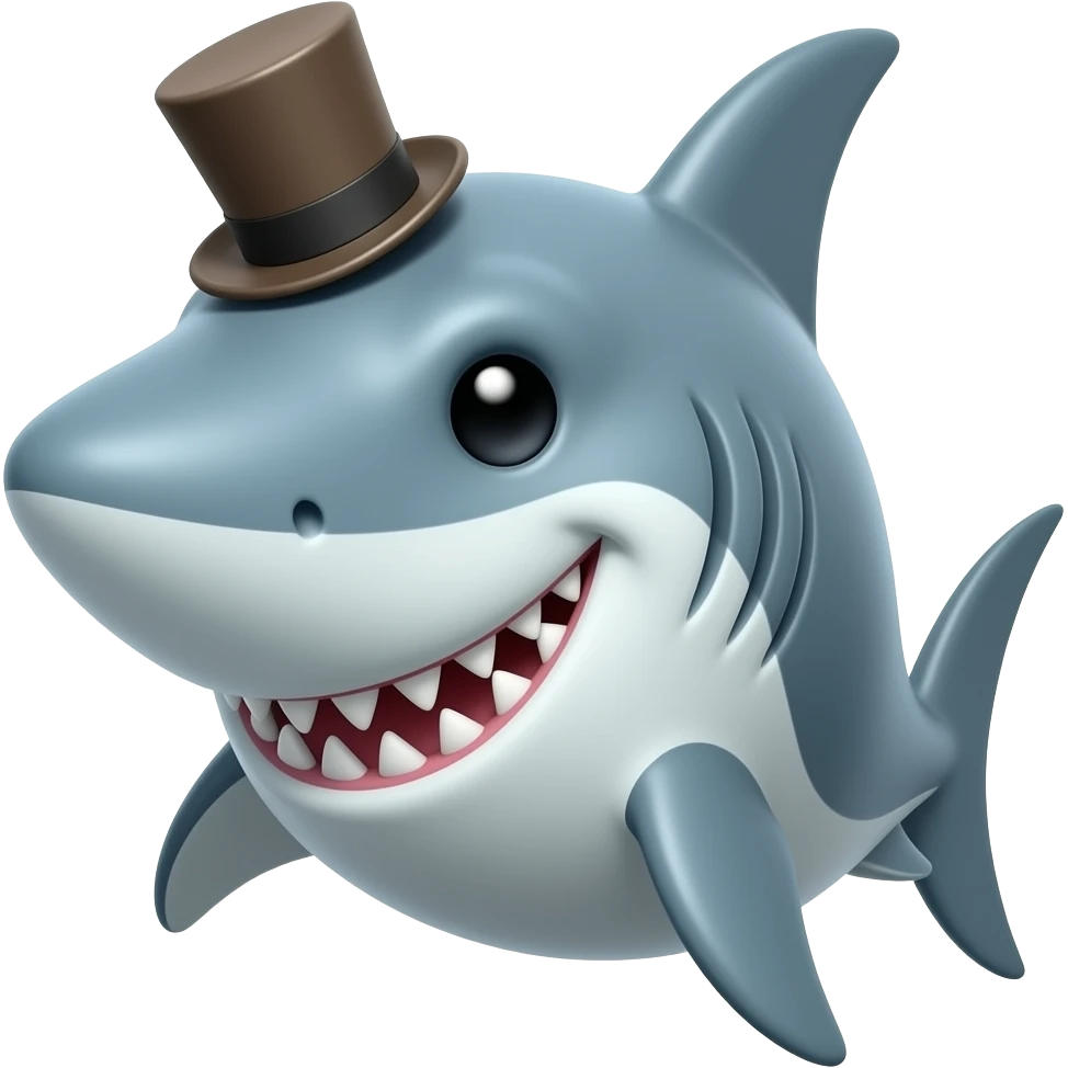 Shark with a top hat emoji
