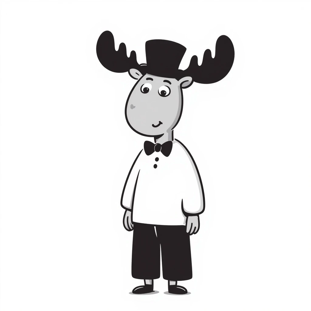 Hand drawn doodle style moose emoji