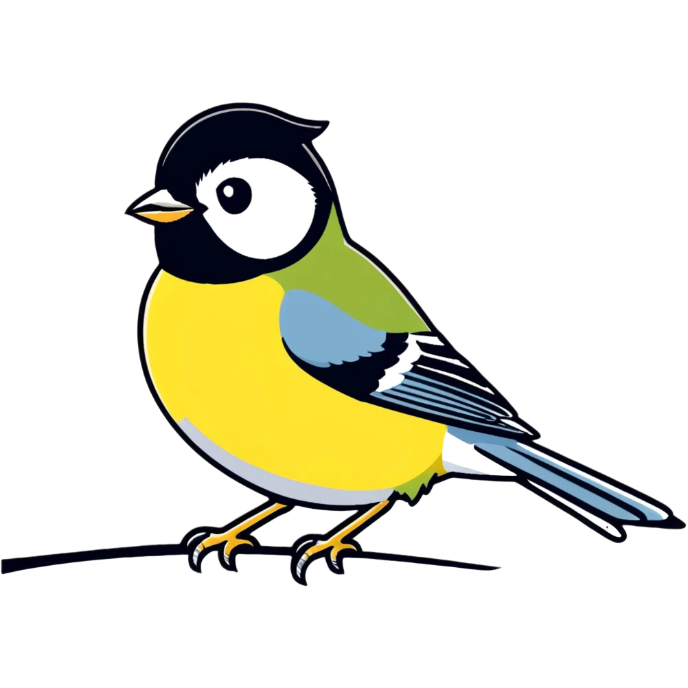 Colorful great tit bird with yellow belly emoji