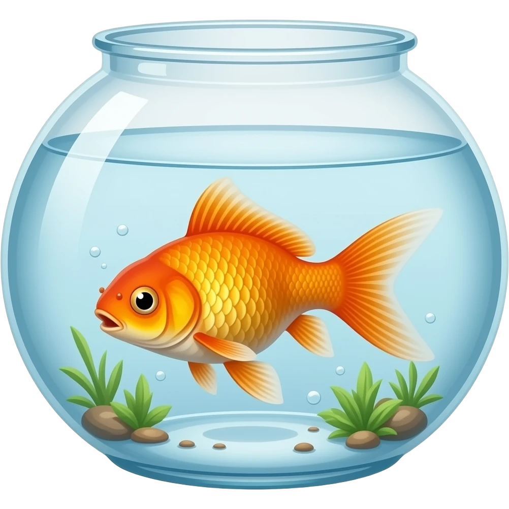 goldfish in an aquarium, simple and toon, simpler, emoji