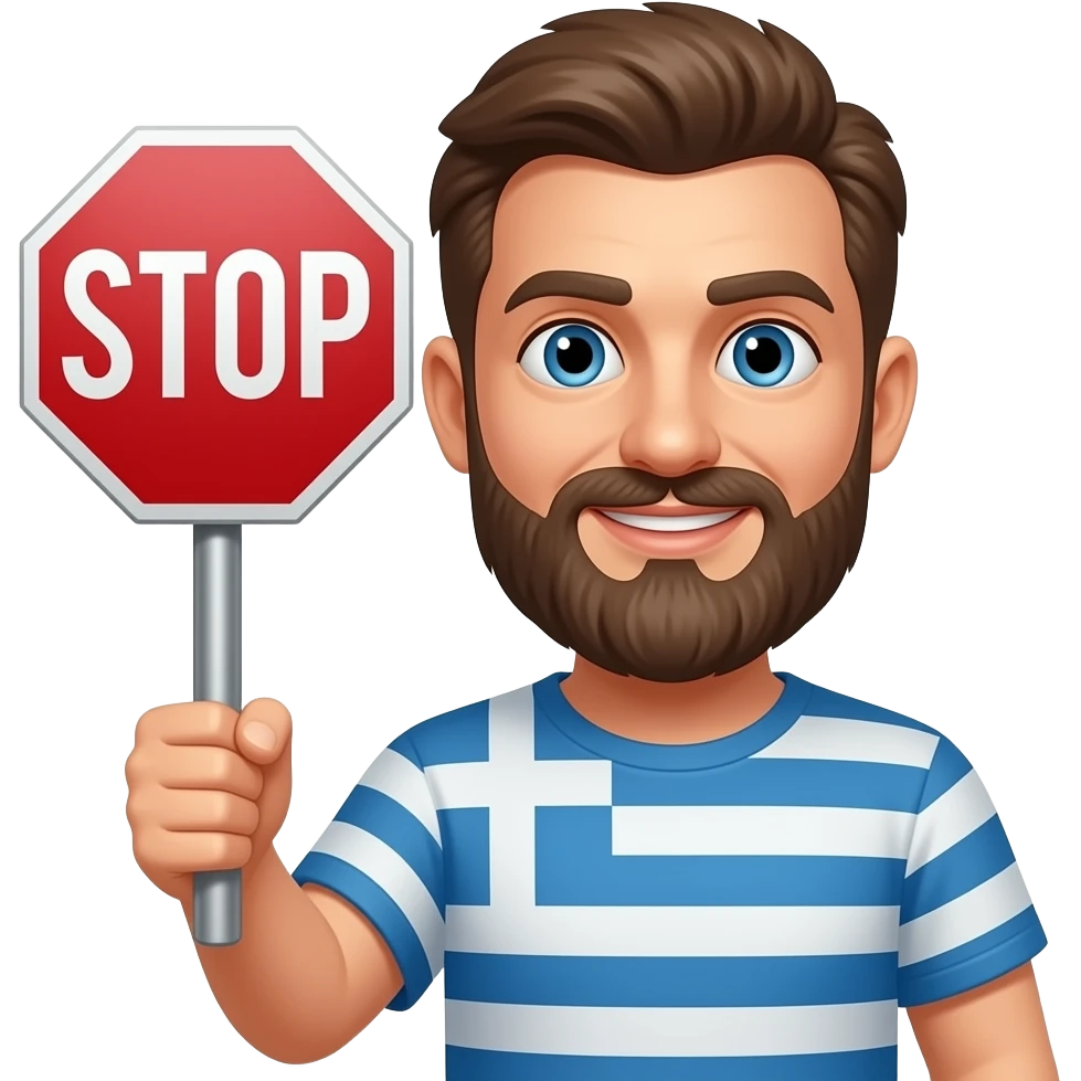 greek with stop sign emoji