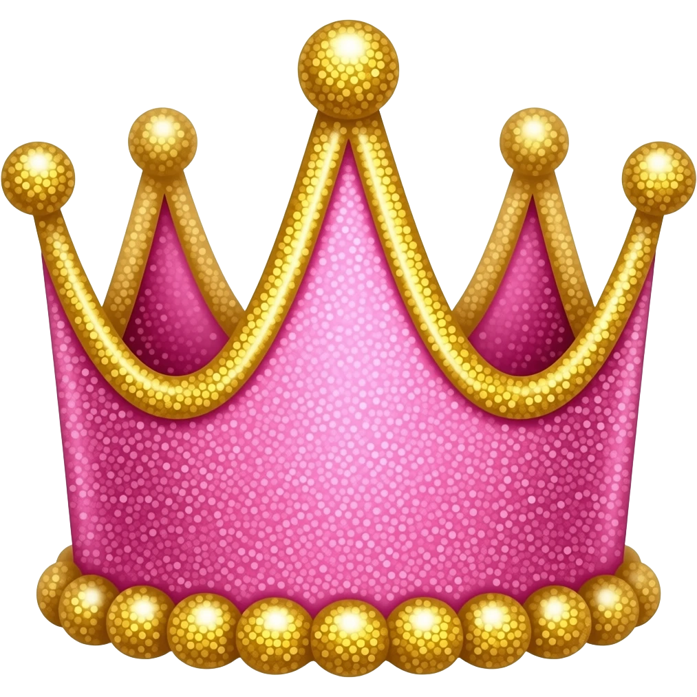 pink coquette cutesy crown hot pink with bows abd gold glitter magical emoji