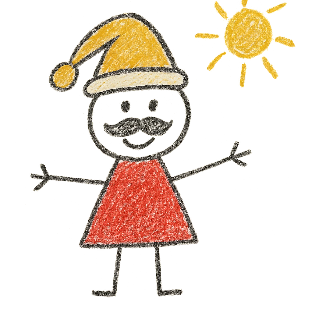 golden hand drawn christmas hat or santa claus emoji