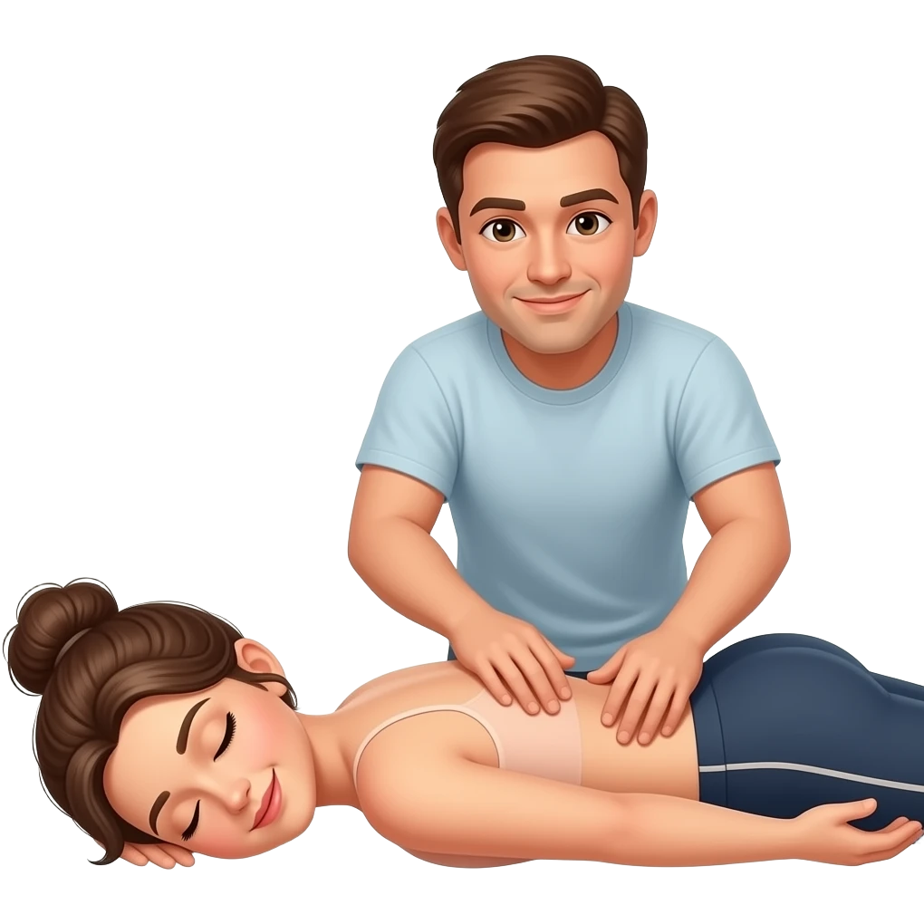 Me massaging the low back to Eliana which is lay down emoji