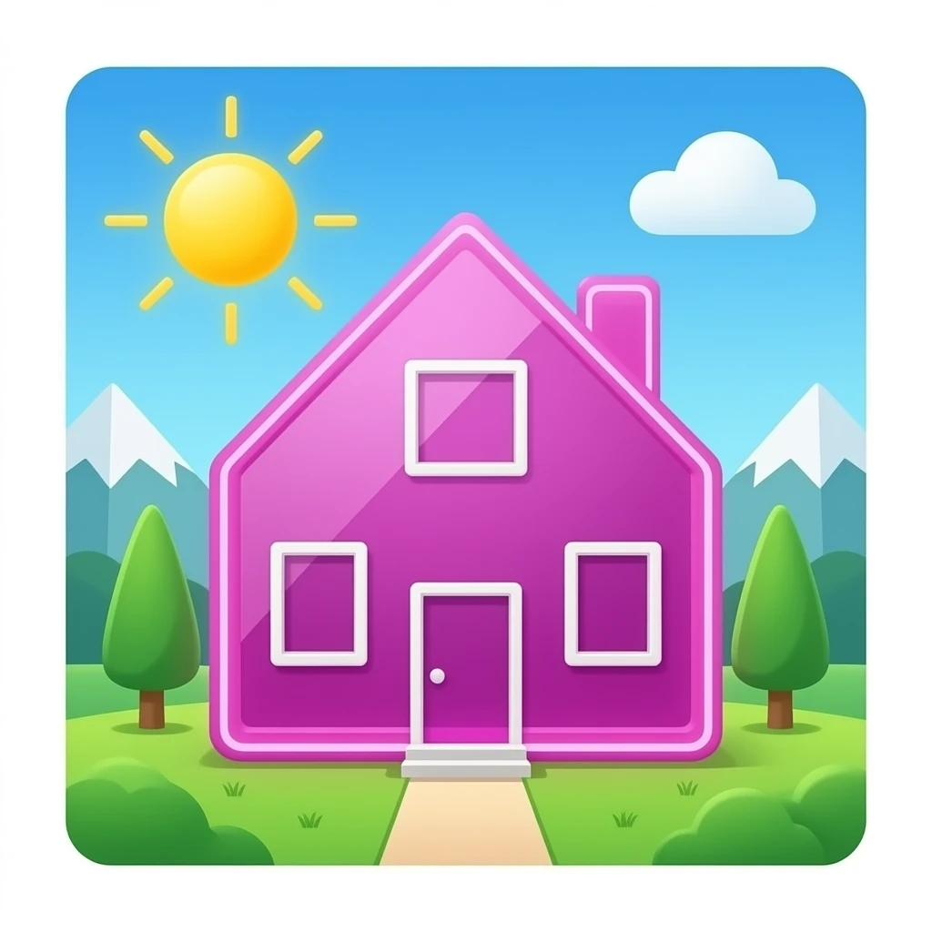 casa magenta de vidro neon emoji