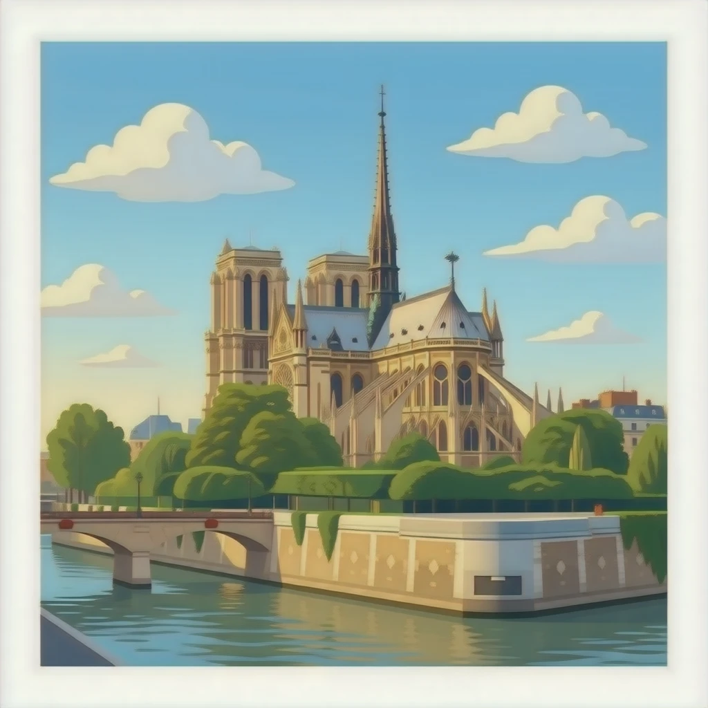 Notre-Dame de Paris romantic realistic morning paysage emoji