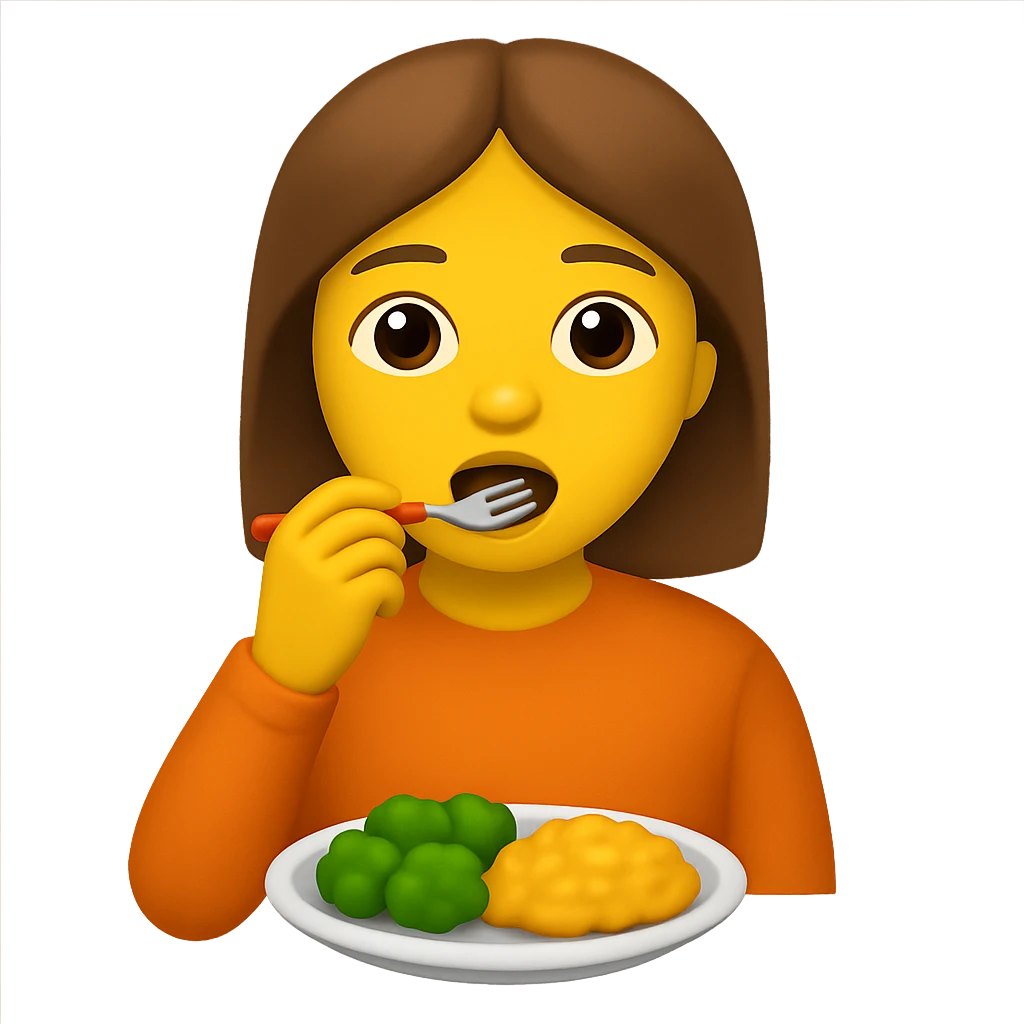 emoji stile iphone di una donna che mangia emoji