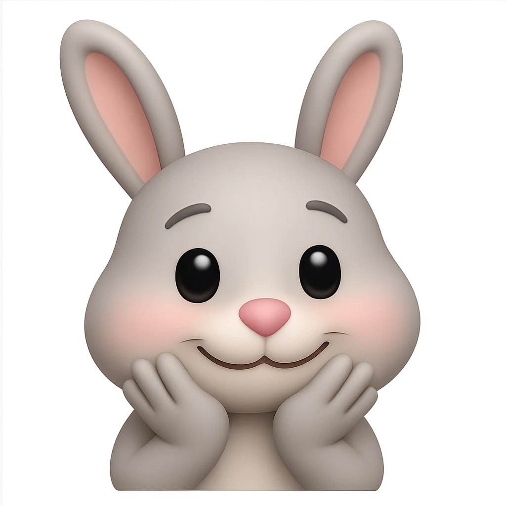A cute and funny rabbit in 3D emoji style emoji