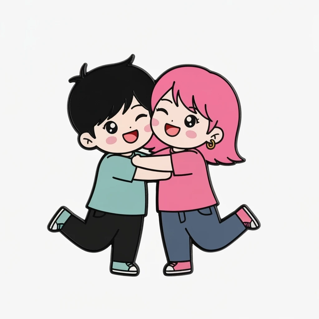 kpop friendship mascot pin, cute, expressive, minimal emoji