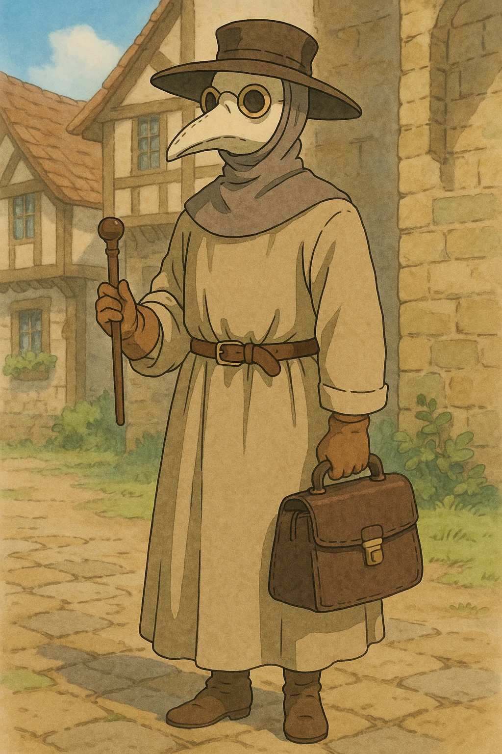 Tudor doctor, historical attire, full figure emoji
