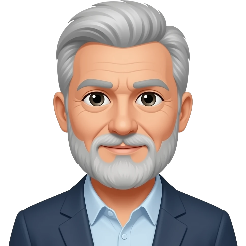 Man, gray hear, beard, on the age emoji