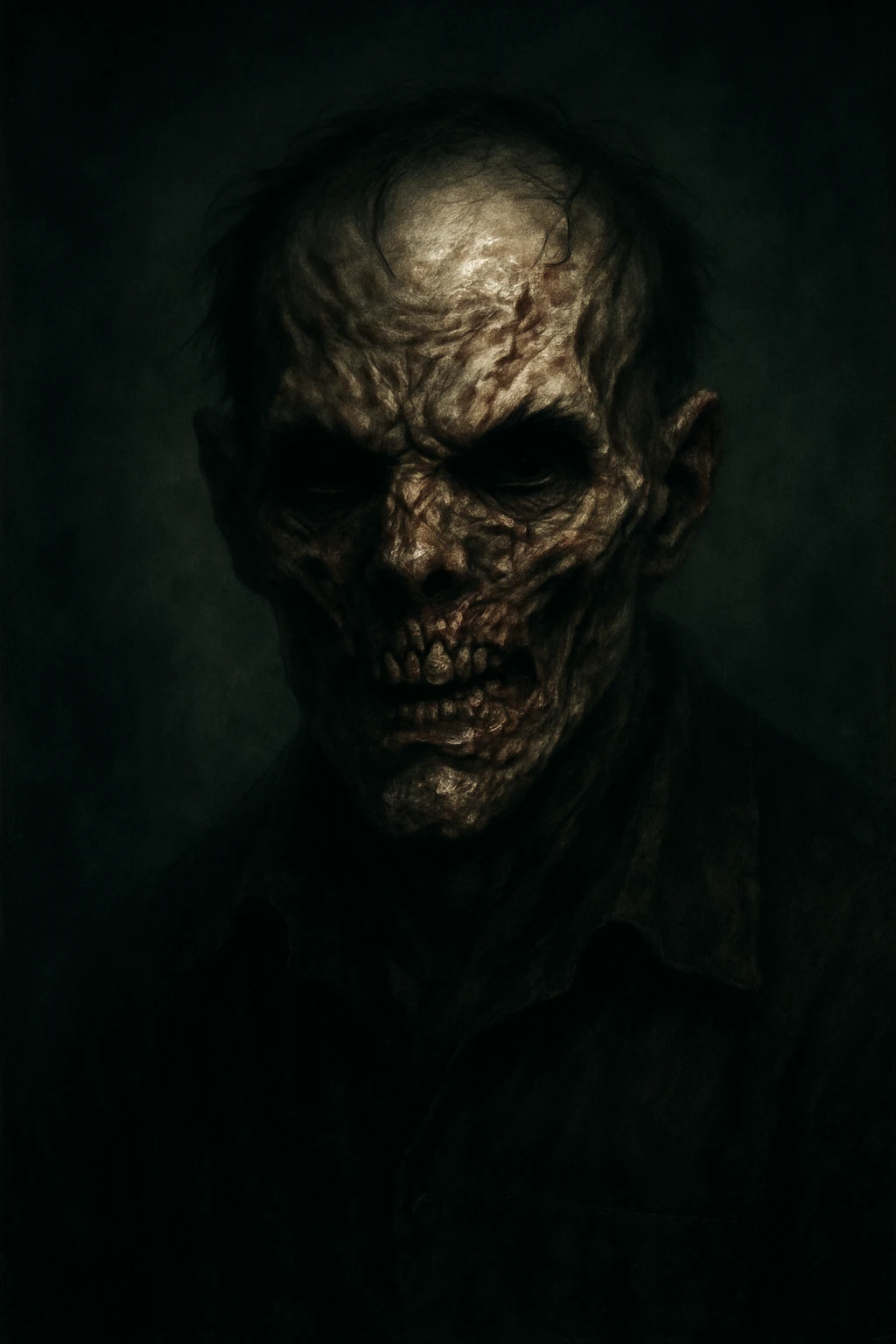 scary man, distorted face, eerie lighting, unsettling horror style emoji