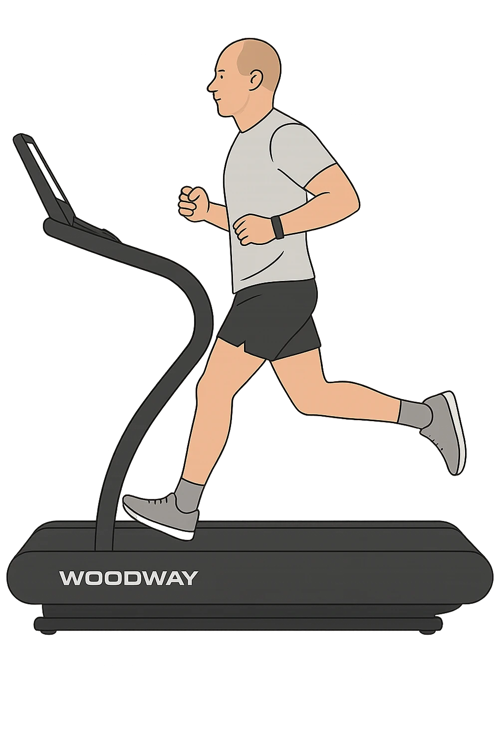 uomo che corre sul tapis roulant ma è secco e senza muscoli. emoji