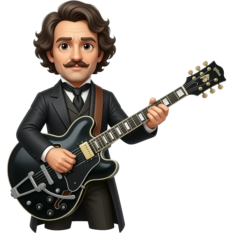 Chopin with black metal electric guitar full body emoji