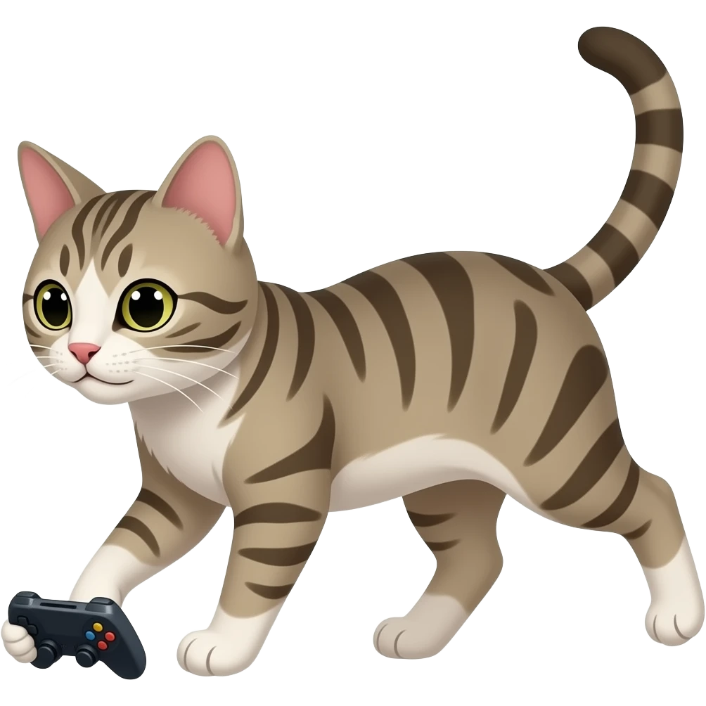 게임을 하면서 걸어 다니는 고양이 emoji