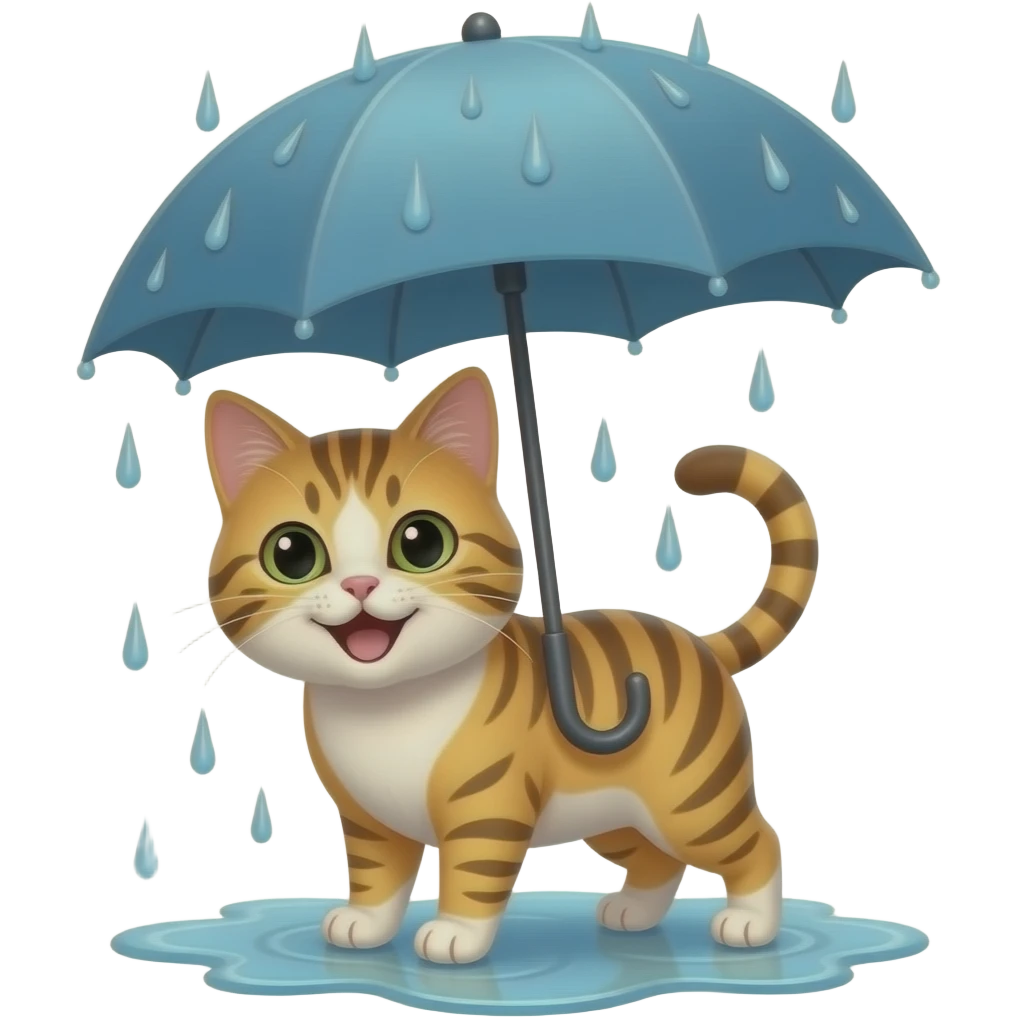 a happy cat caught in the rain emoji