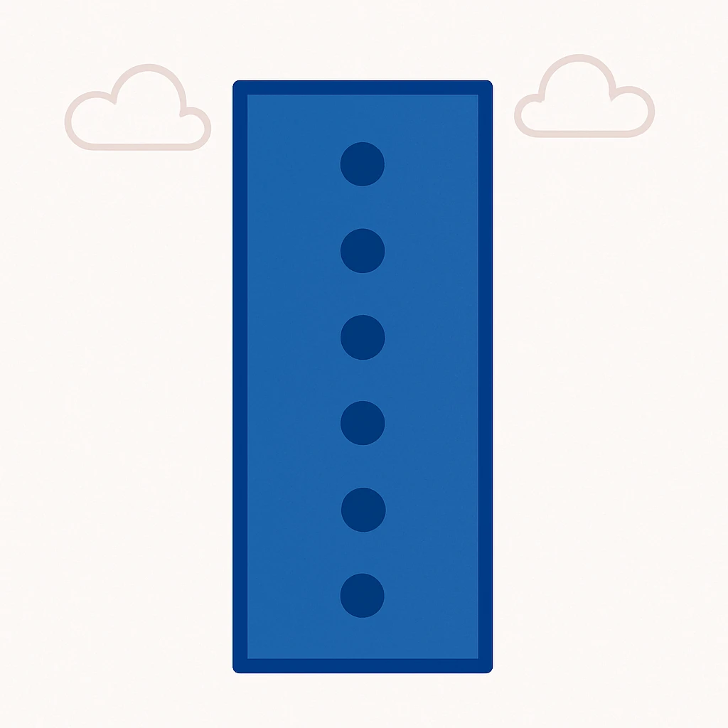 blue vertical rectangle with six blue dots on a white background emoji