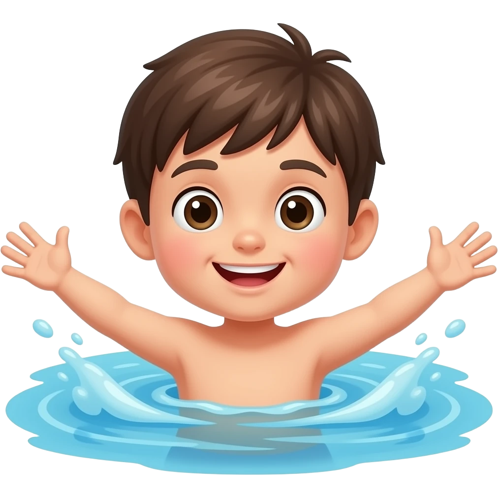 child swimming with arms emoji