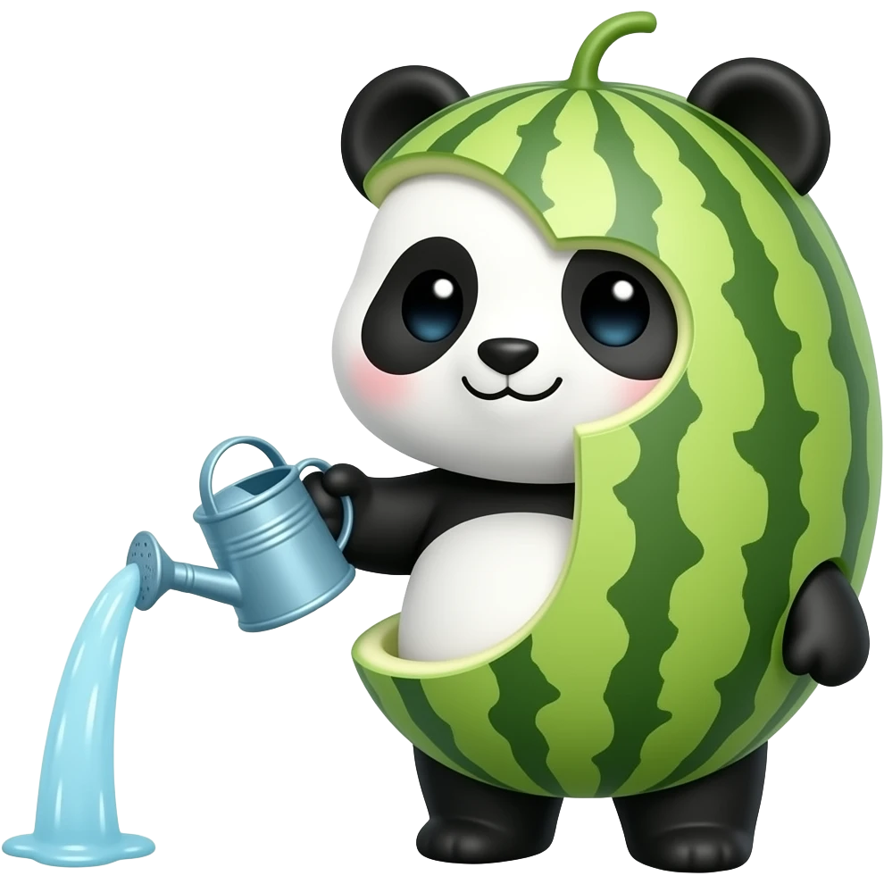 panda mixed with watermelon, cute style, 3D cartoon emoji