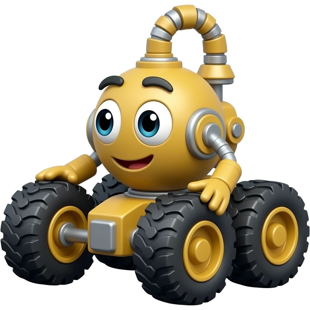cartoony complex machine on tires emoji