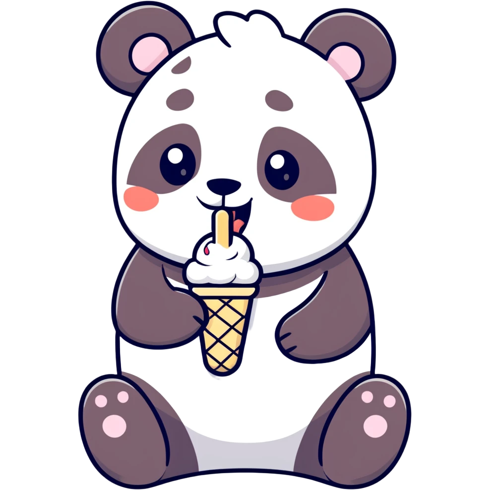 Panda eating ice cream emoji