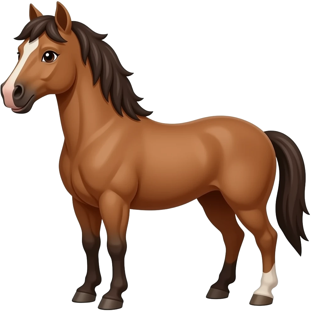 Cartoon 2d brown with drak brown haired mustang emoji