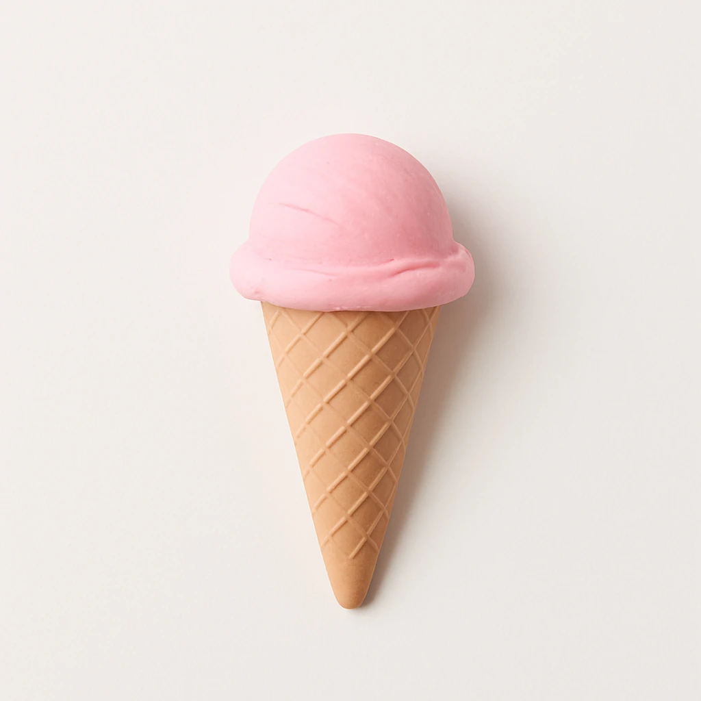 minimal pink ice cream cone on white background, no text emoji