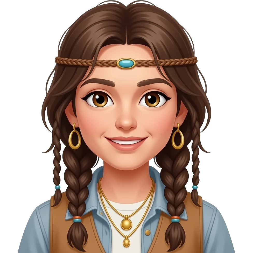 Hippie brunette with braids emoji