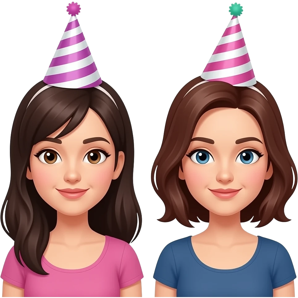 women with unique face wear party hat emoji