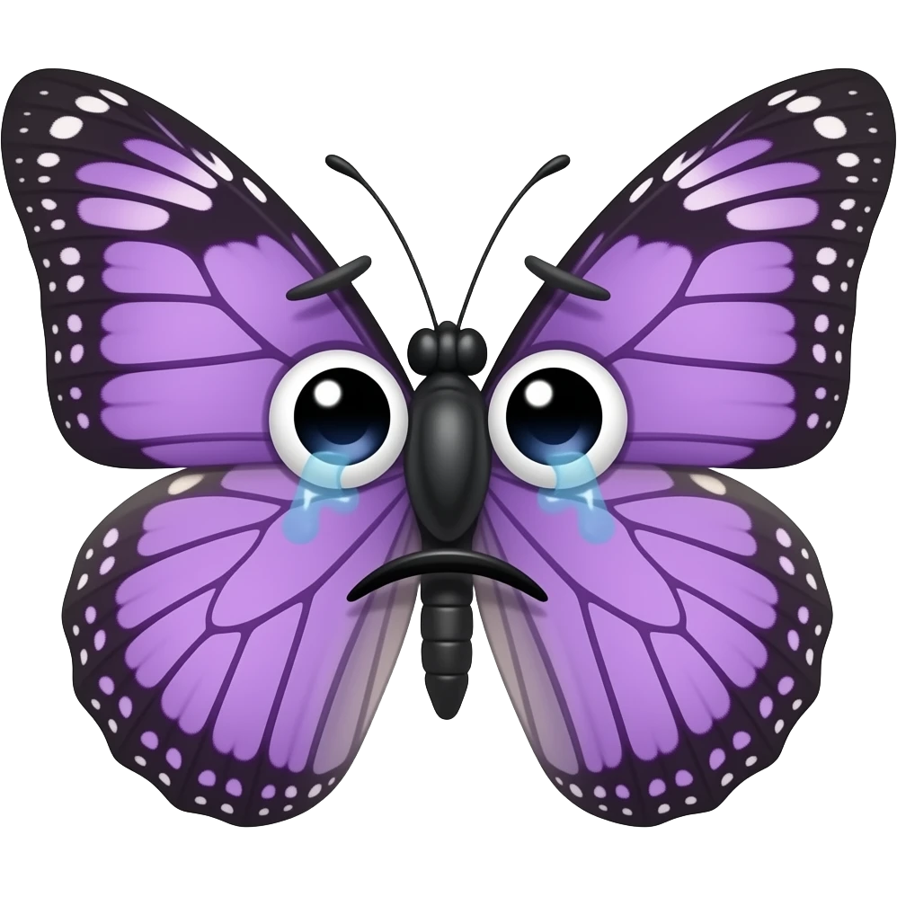 Мордочка бабочки с фиолетовыми крыльями, смущается emoji